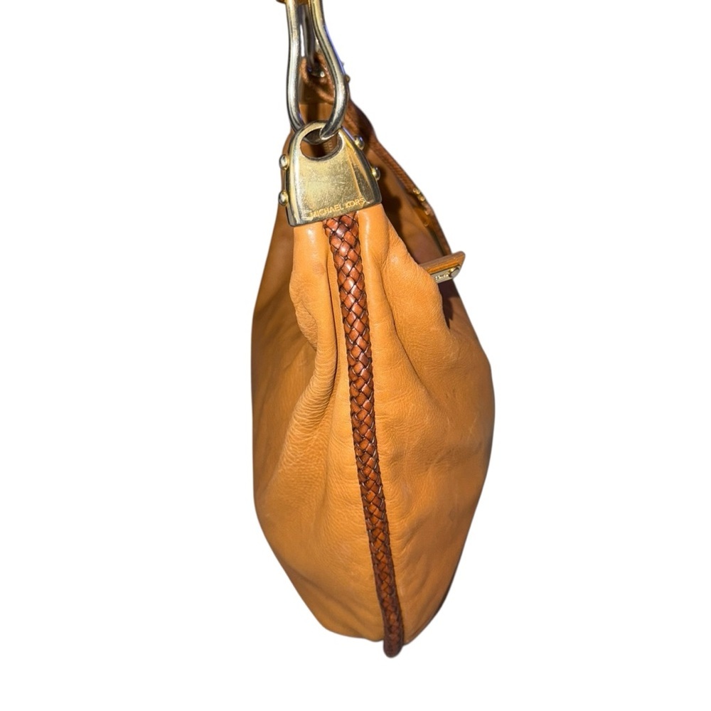Michael Kors Leather Slouchy Hobo Soft Boho Everyday Bag luggage brown braided - Picture 5 of 11